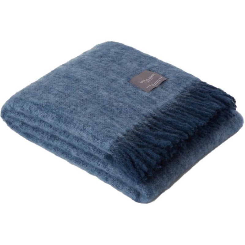 Mohair Teppe Rullet Frynse 130x170 cm, Denim / Sky Blue Melange