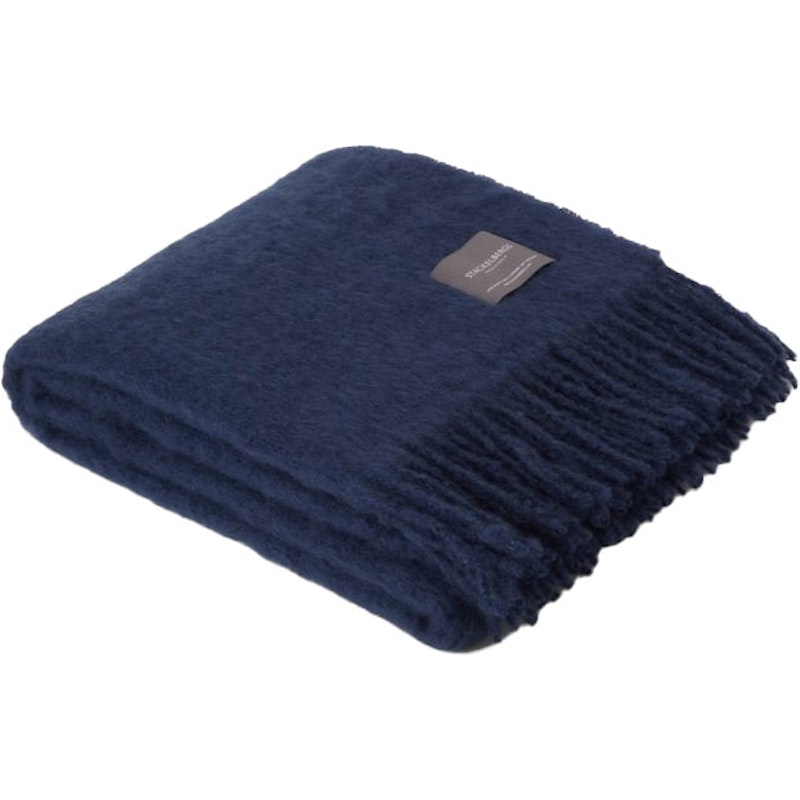 Mohair Teppe Rullet Frynse 130x170 cm, Denim Blue