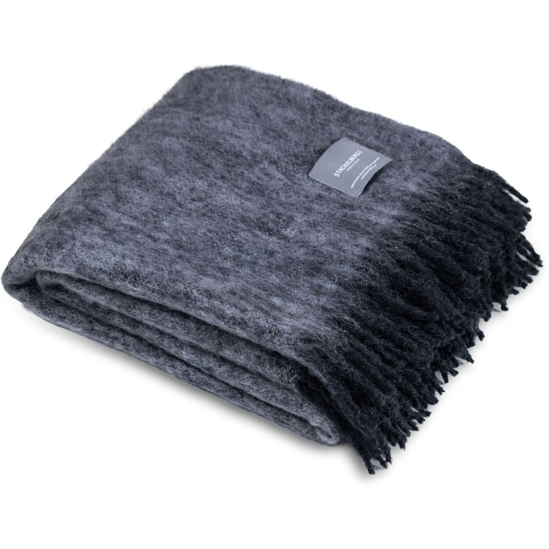 Mohair Teppe Rullet Frynse 130x170 cm, Sort / Slate Melange | Rum21.no