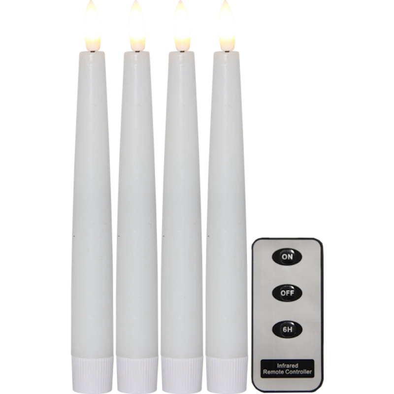 Flamme Slim Antikklys 4-pk, Hvit