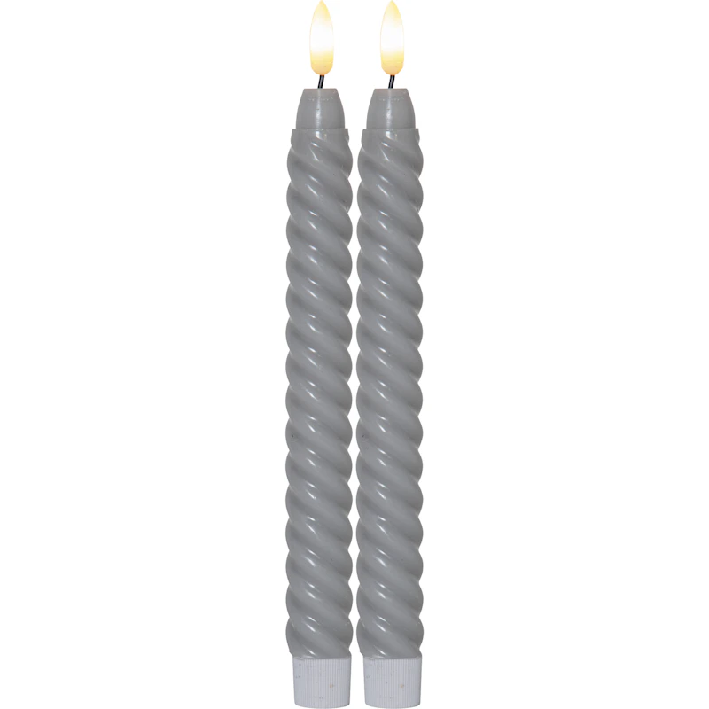 Flamme Swirl LED Antikklys 25 cm 2-pk, Grå