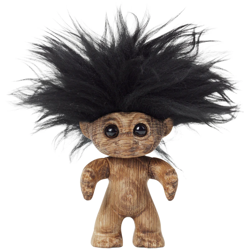 Lykkebringende trollfigur i tre, 9 cm