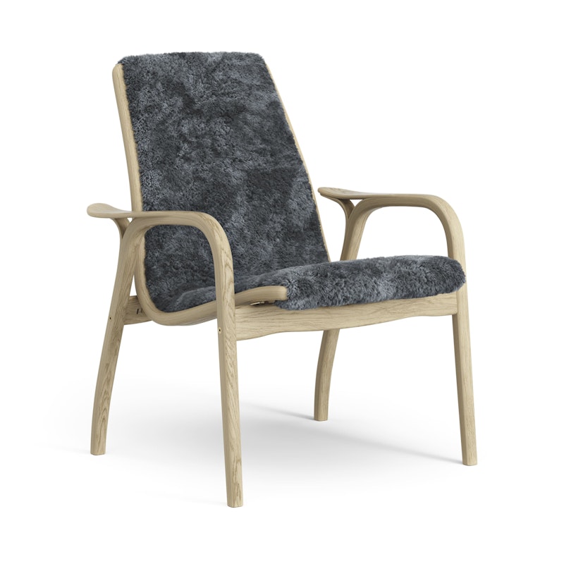 Laminett Lenestol Saueskinn, Lakkert Eik / Charcoal