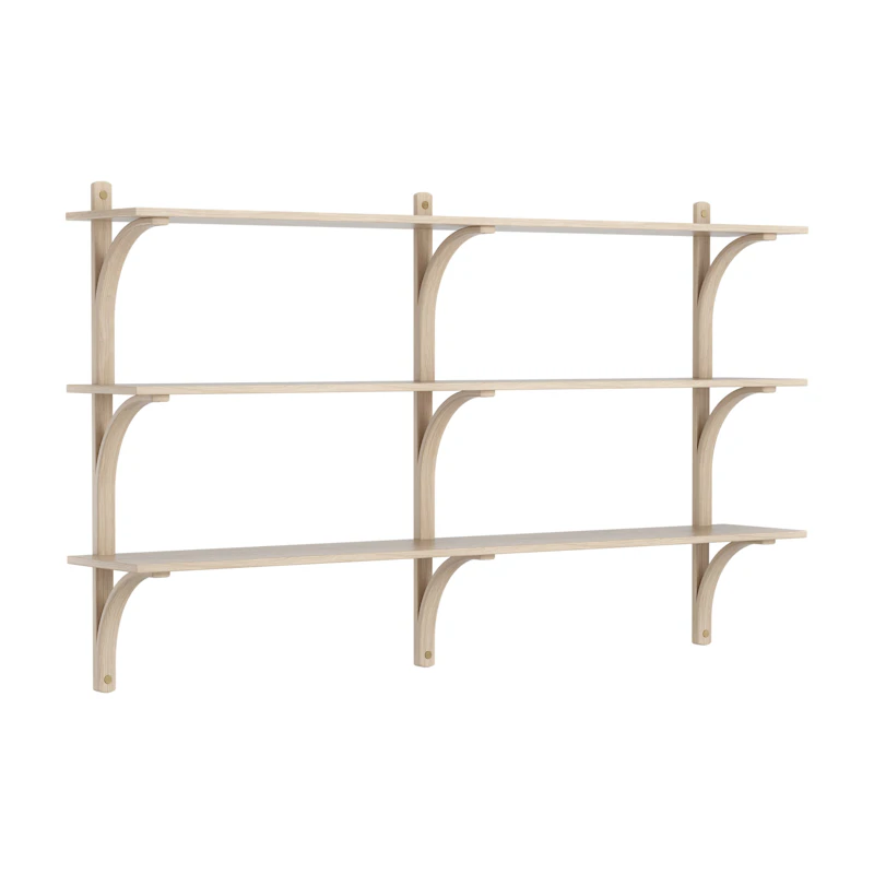 Levi Wall Shelf 180 cm Medium, Aluminium / White Pigmented Oak