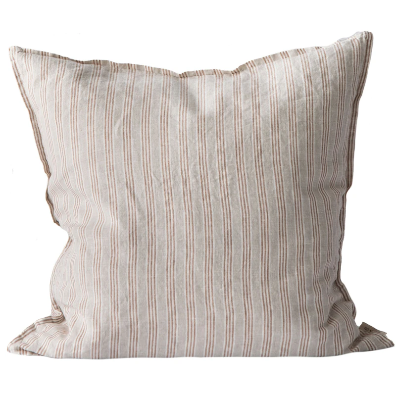 Linen Putetrekk 50x50 cm, Hazelnut Stripe