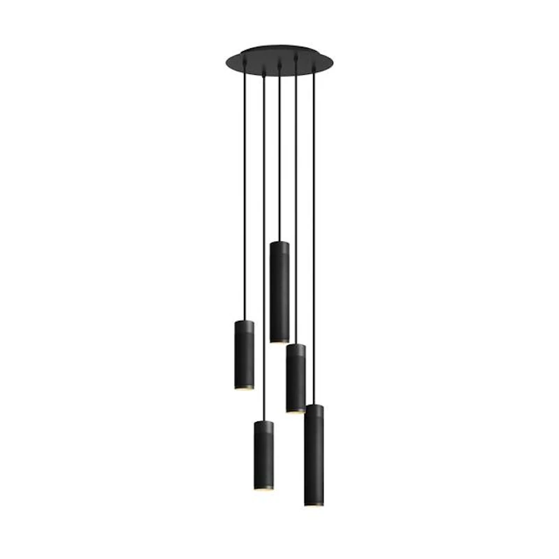 Cluster Pendel 5 Sort brunert messing