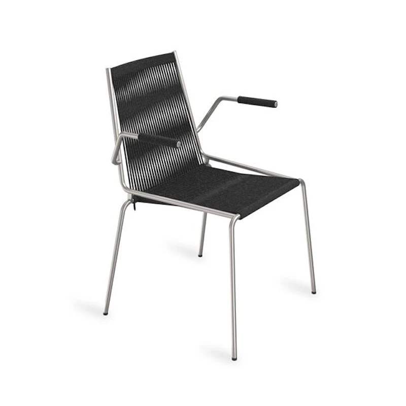 Noel Spisestol med armlener Stål/Sort lin