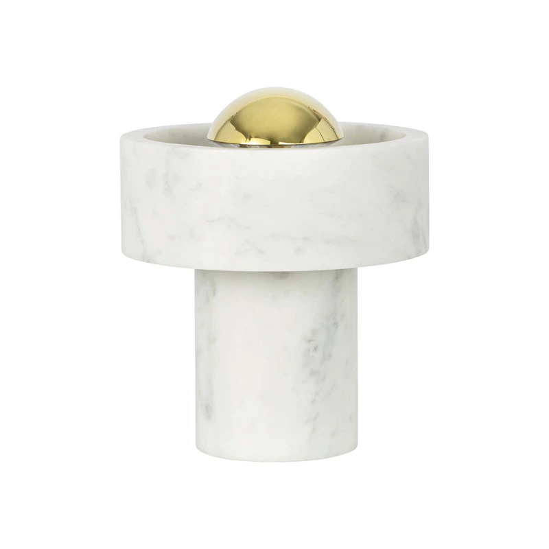 Stone Portabel Lampe, White Marble / Gull