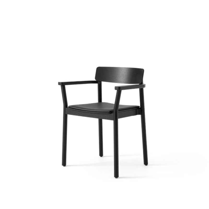 Betty TK11 Spisestol Med Armlener Sort Skinn/Sort Ask