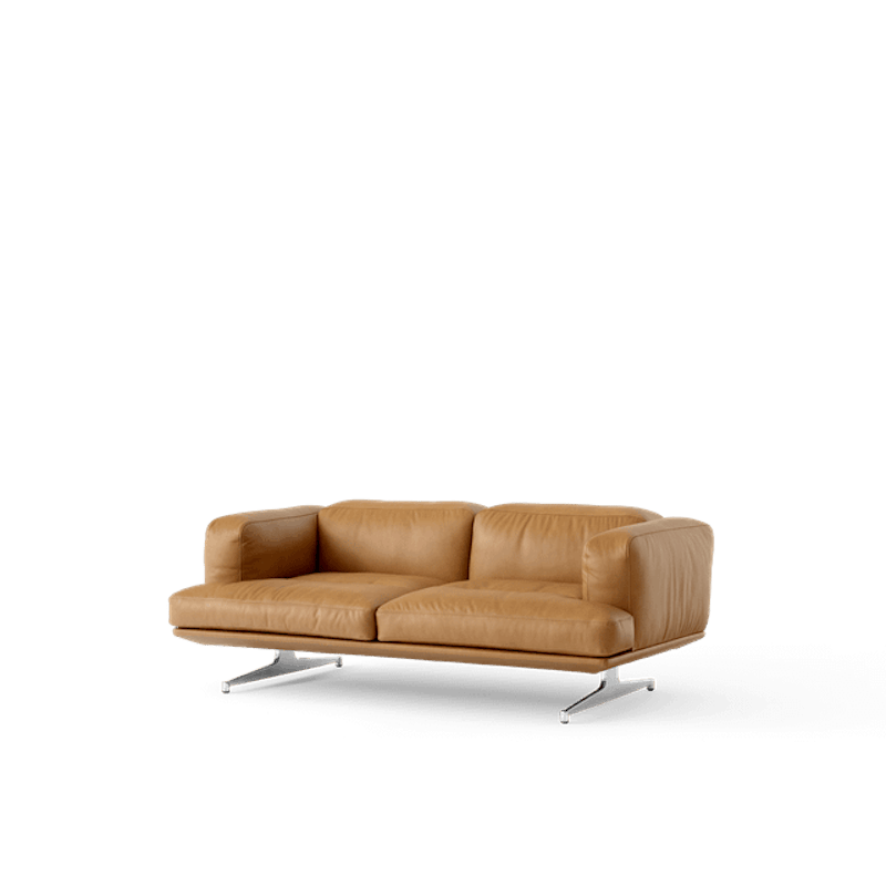 Inland AV22 2-Seters Sofa Cognac Skinn/Polert Aluminium