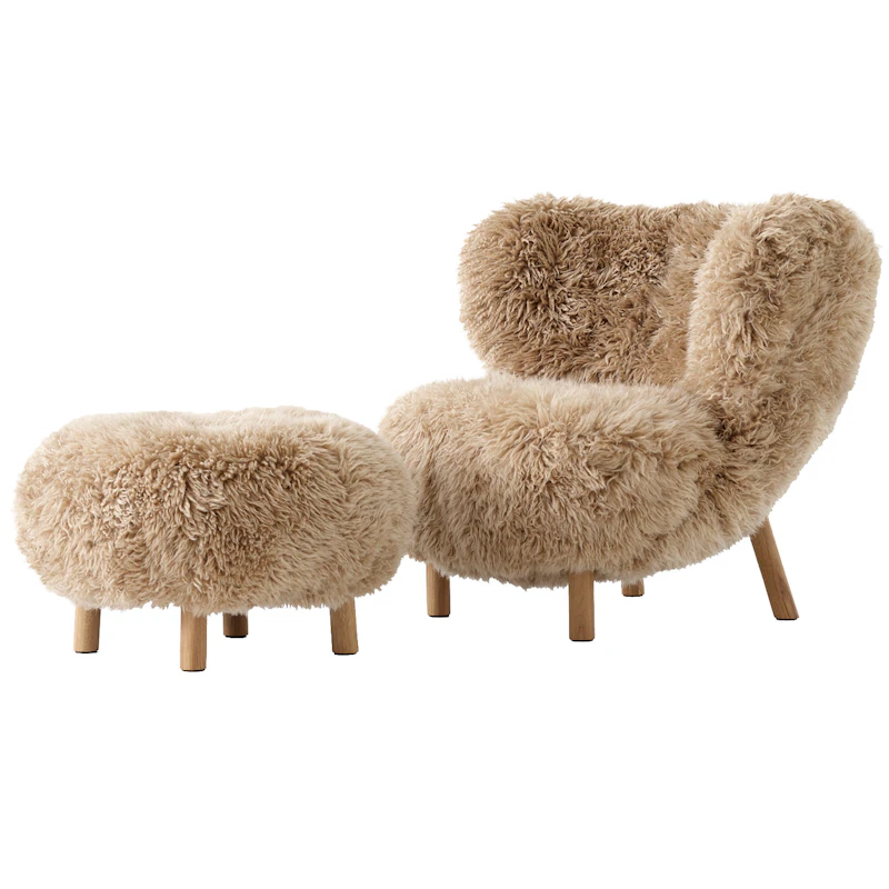 Little Petra VB1 Loungestol Set, Saueskinn Honey / Oljet Eik