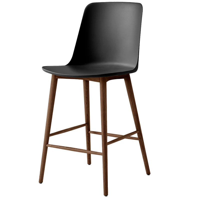 Rely HW128 Høy Ryggstøtte 65 cm, Lakkert Valnøtt / Sort