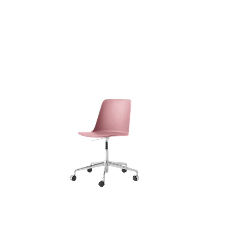 Rely HW28 Spisestol Uten Armlener Svingbar Med Hjul Soft Pink/Aluminium