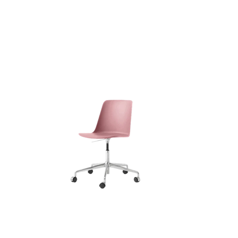 Rely HW28 Spisestol Uten Armlener Svingbar Med Hjul Soft Pink/Aluminium