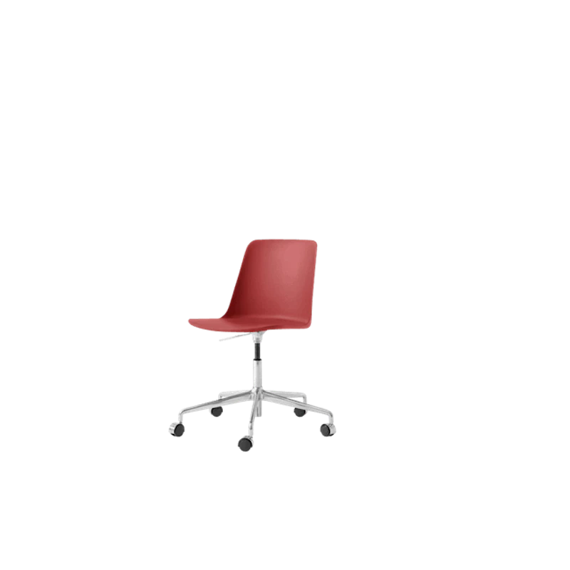 Rely HW28 Spisestol Uten Armlener Svingbar Med Hjul Vermilion Red/Aluminium