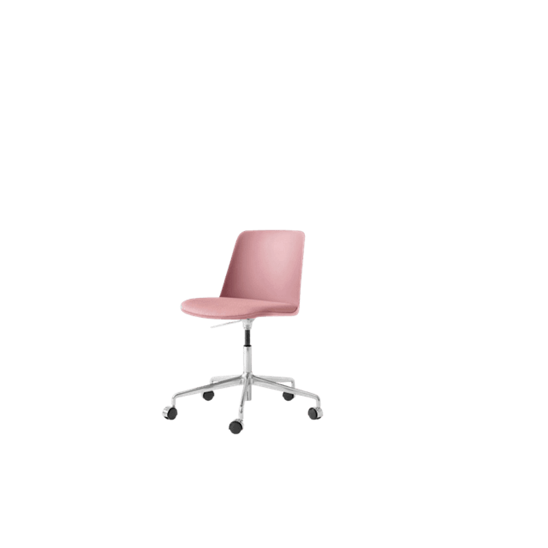 Rely HW29 Spisestol Uten Armlener Svingbar Med Hjul Polstret Sete Soft Pink/Aluminium/Vidar 0622