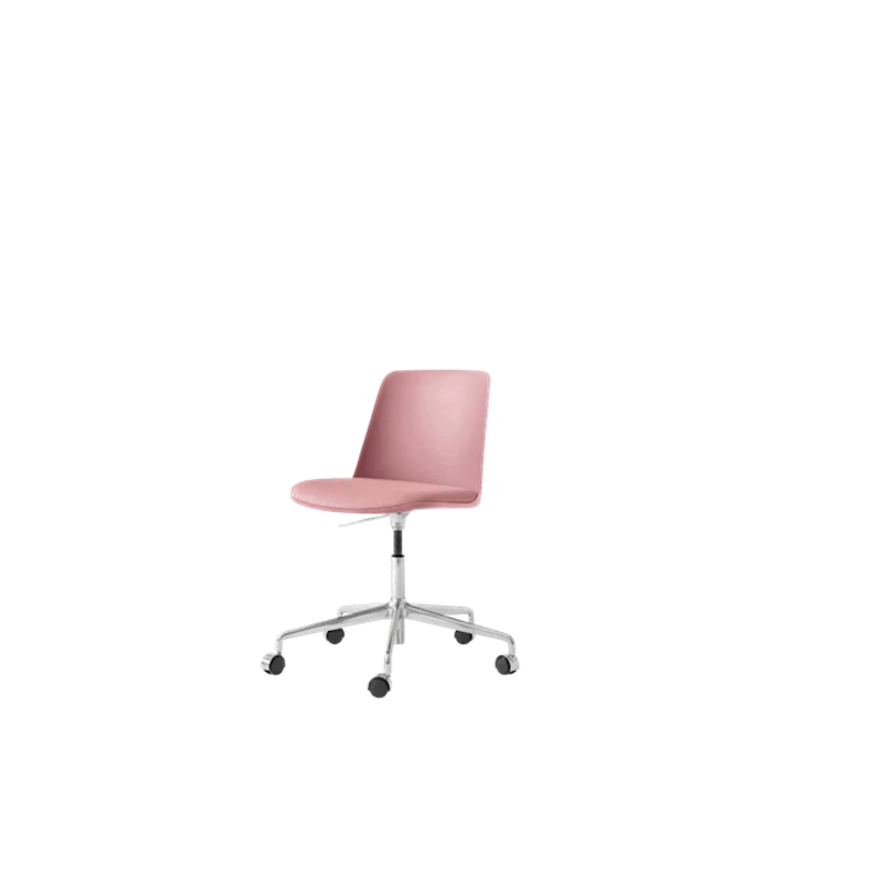 Rely HW29 Spisestol Uten Armlener Svingbar Med Hjul Polstret Sete Soft Pink/Aluminium/Vidar 0622
