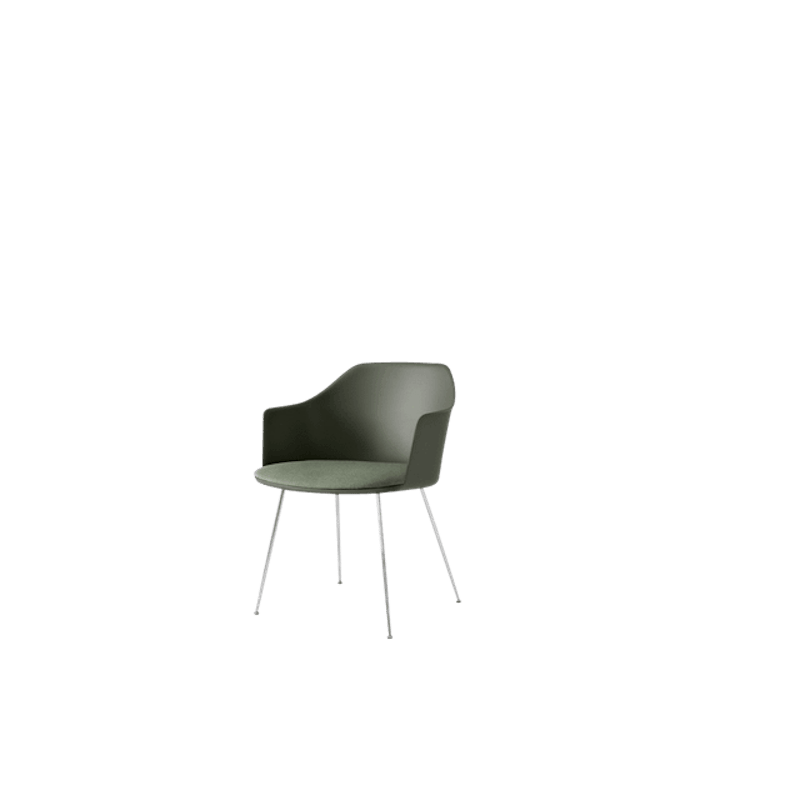 Rely HW34 Spisestol Med Armlener Polstret Sete Bronze Green/Krom/Canvas 0926