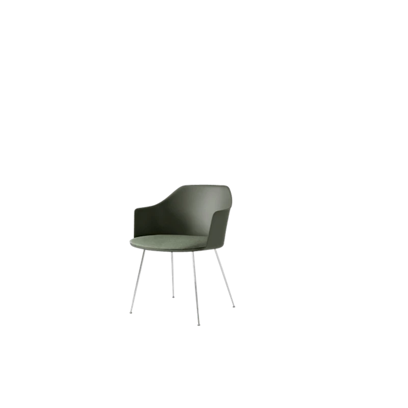 Rely HW34 Spisestol Med Armlener Polstret Sete Bronze Green/Krom/Canvas 0926