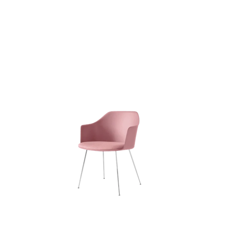 Rely HW34 Spisestol Med Armlener Polstret Sete Soft Pink/Krom/Vidar 0622