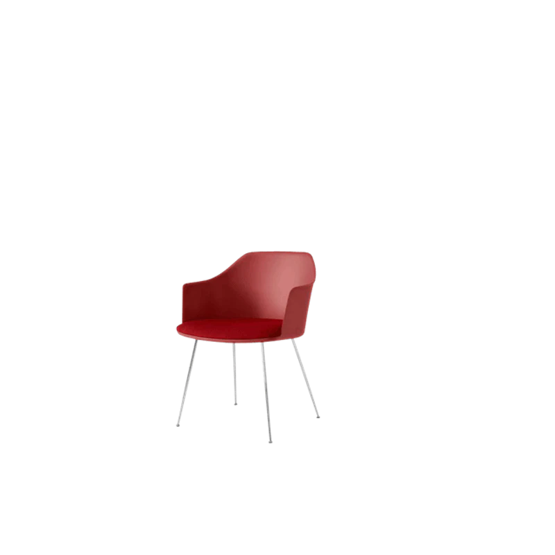 Rely HW34 Spisestol Med Armlener Polstret Sete Vermilion Red/Krom/Vidar 0556