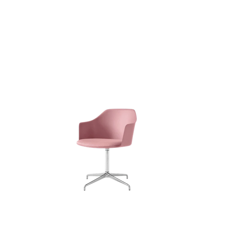 Rely HW39 Spisestol Med Armlener Svingbar Polstret Sete Soft Pink/Aluminium/Vidar 0622