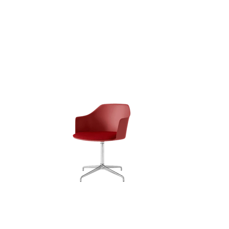 Rely HW39 Spisestol Med Armlener Svingbar Polstret Sete Vermilion Red/Aluminium/Vidar 0556