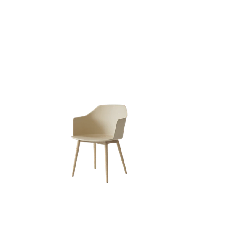 Rely HW76 Spisestol Med Armlener Beige Sand/Klarlakkert Eik