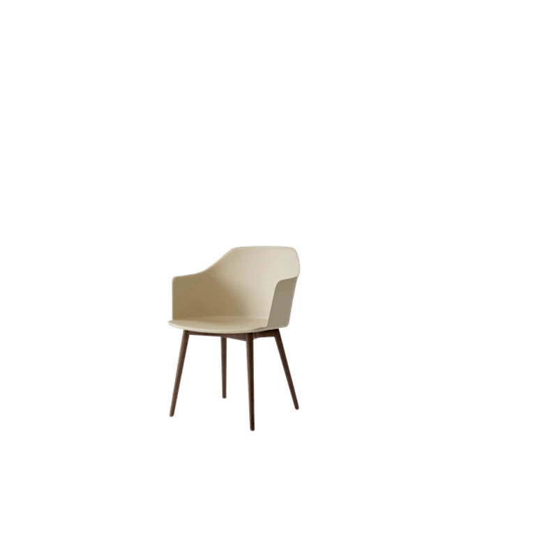 Rely HW76 Spisestol Med Armlener Beige Sand/Lakkert Valnøtt