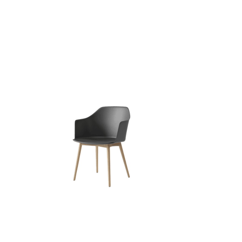 Rely HW76 Spisestol Med Armlener Stone Grey/Klarlakkert Eik