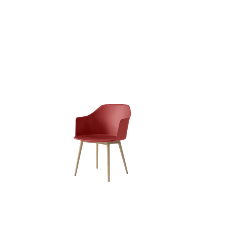 Rely HW76 Spisestol Med Armlener Vermilion Red/Klarlakkert Eik