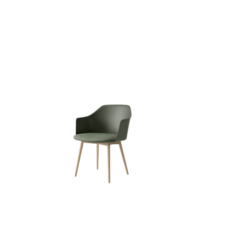 Rely HW77 Spisestol Med Armlener Polstret Sete Bronze Green/Klarlakkert Eik/Canvas 0926