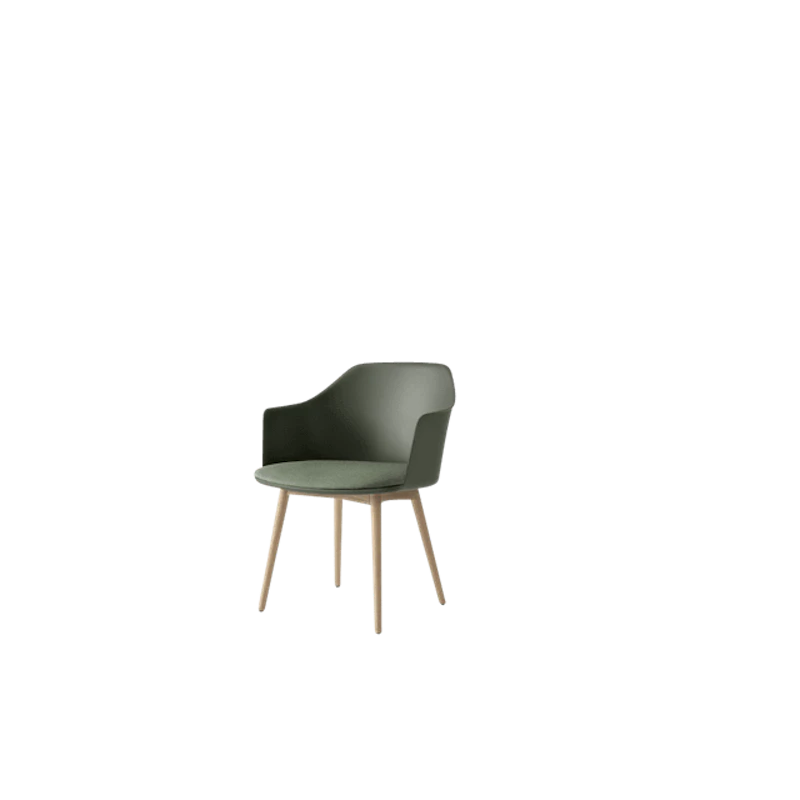 Rely HW77 Spisestol Med Armlener Polstret Sete Bronze Green/Klarlakkert Eik/Canvas 0926