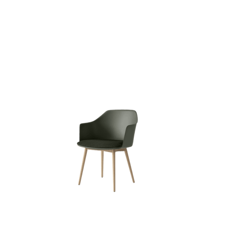 Rely HW77 Spisestol Med Armlener Polstret Sete Bronze Green/Klarlakkert Eik/Vidar 0972