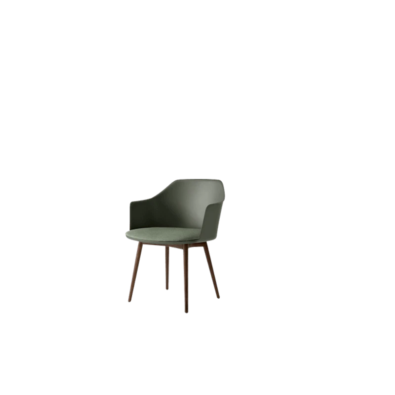 Rely HW77 Spisestol Med Armlener Polstret Sete Bronze Green/Lakkert Valnøtt/Canvas 0926