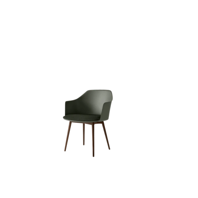 Rely HW77 Spisestol Med Armlener Polstret Sete Bronze Green/Lakkert Valnøtt/Vidar 0972