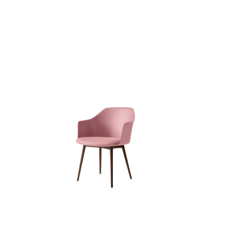 Rely HW77 Spisestol Med Armlener Polstret Sete Soft Pink/Lakkert Valnøtt/Vidar 0622