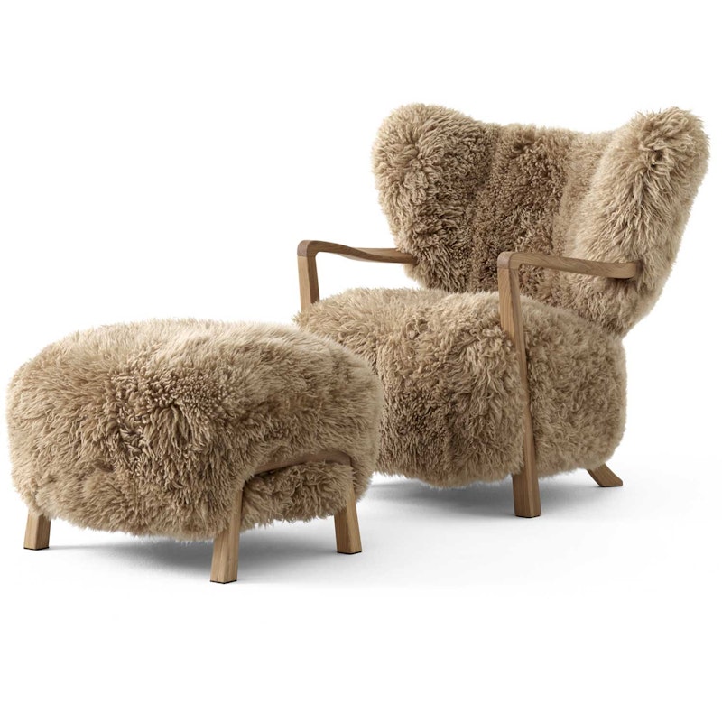 Wulff ATD2 Loungestol + ATD3 Fotskammel, Eik/ Sheepskin Honey