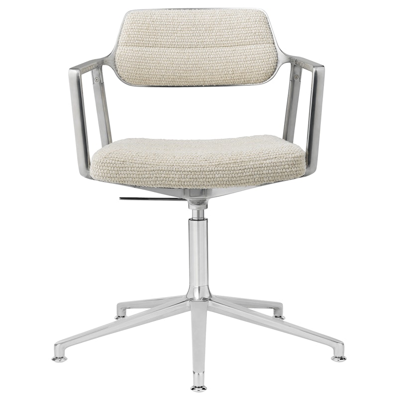 453+ Svingstol, Polert Aluminium / Wavy Off-white