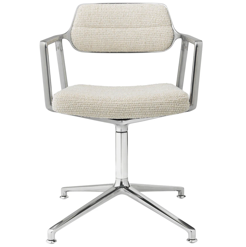 453 Svingstol Med Føtter, Polert Aluminium / Wavy Off-white