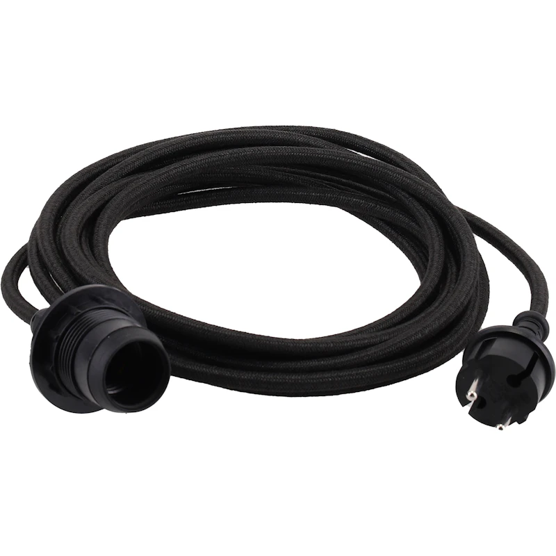 Kabelsett Tekstil E27 Outdoor, Sort
